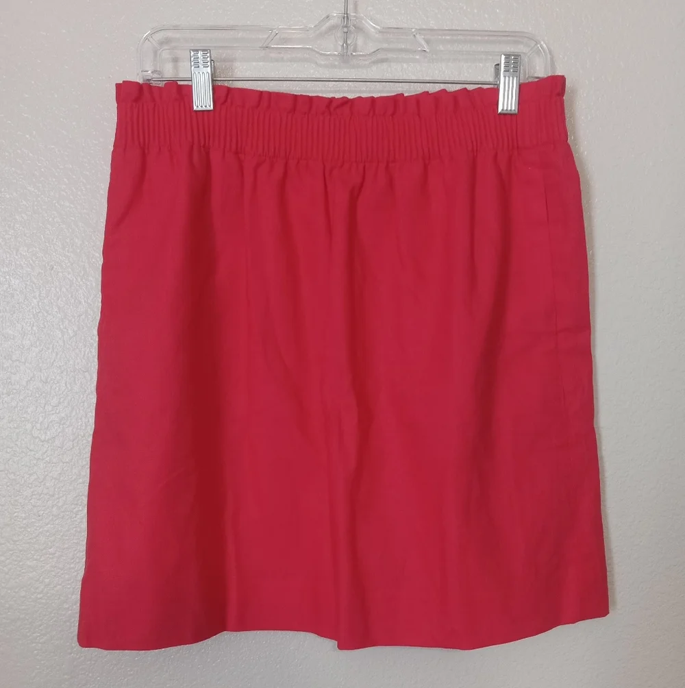 J.Crew Casual Lined Coral Red Linen Blend Mini Skirt A-line NWT